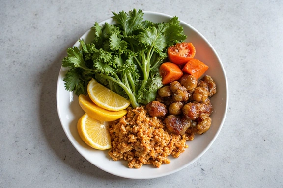 A beautifully arranged plate of healthy food, showcasing a customized meal plan.