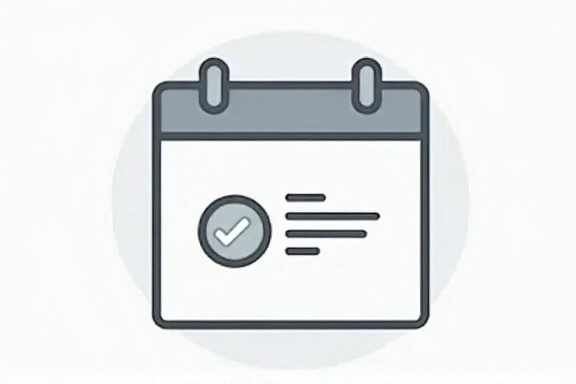 Calendar icon with a marked date, representing updates or changes