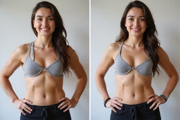 Before and after image of a person's fitness journey